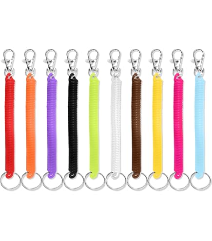 BDS-HOME 100pcs Colorful Wrist Coil Keychain, Plastic Stretchable...