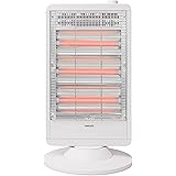 [山善] 電気ストーブ ヒーター 左右自動首振り 3段階運転切替 (900/600/300W) 大型モデル 転倒オフスイッチ付 ホワイト DS-M093(W)
