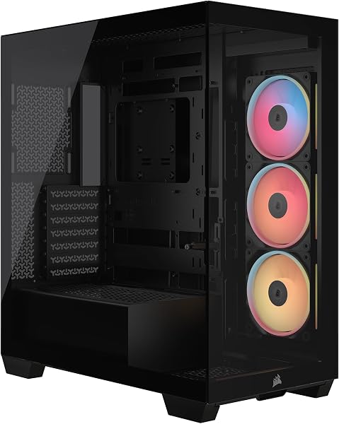 CORSAIR 3500X LX-R RGB iCUE LINKミドルタワーPCケース — 3基の標準搭載LX120-R RGBリバースファン搭載 — iCUE LINK System Hub付属 — GPUたわみ防止アーム装備 — 強化ガラスパネル — 最大10基の120mmファン対応 — 逆配線マザーボード対応、ブラック CC-9011324-WW - 1