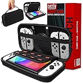 Orzly Carry Case Compatible with Nintendo Switch and New Switch OLED Console - Black Protective Hard Portable Travel Carry Ca