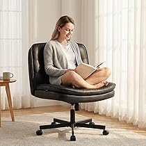 デスクチェア あぐらPUレザー 90°~105° 肘掛けなし 座面広い ブラック 71f0D1OaNkL._AC_UL210_SR210,