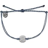Pura Vida Silver or Rose Gold Pave Wave Coin Bracelet - 100% Waterproof, Adjustable Band - Brand Charm