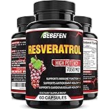 Resveratrol Supplement - 98% Trans-Resveratrol - 7050mg Formula Pills with Black Pepper Extract - 60 Capsules for Supports He
