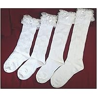 【日本製】女の子用フォーマルソックス ハイソックス フリル レース サテンリボン