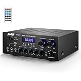 Moukey パワーアンプ システム マイクミキサー 220W Bluetooth対応 デュアルチャンネルサウンドオーディオステレオレシーバー モニタリング/USB、SD、AUX、MIC IN/エコー、ラジオ、LCD-ホームシアターエンターテインメン