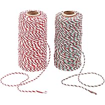 ロープ紐リボン付きレッドホワイト Amazon | Benvo 綿ロープ リボン 2巻セット クリスマス＆正月