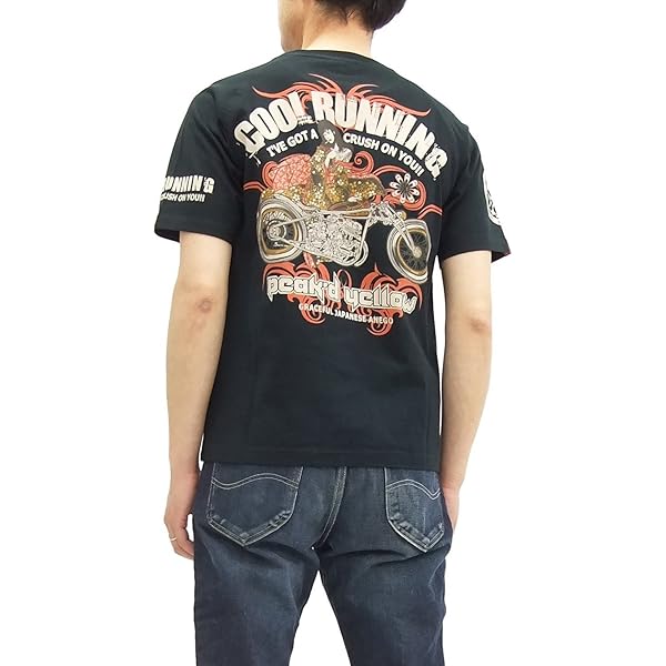 Amazon | [ピークドイエロー] Tシャツ PYT-215 バイク Peaked