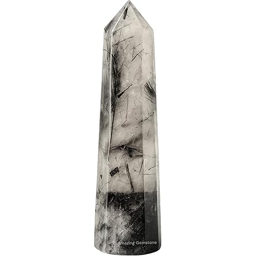 Black Rutilated Quartz Crystal Towers ~ Natural Healing Crystal Point Obelisk for Reiki Healing and Crystal Grid (2" to 3" IN