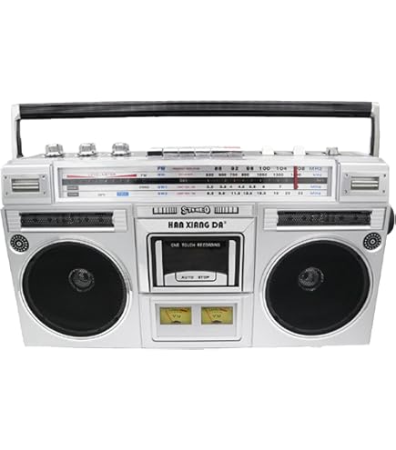 Retro Boombox, Radio Cassette Player Recorder, FM Radio, USB/Micro SD Slots, Headphone Jack, Convert Cassettes To USB/SD, Classic 80s Style Retro, Black, Built-in Microphone