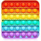 Push Pop Bubble Fidget Sensory Toy - for Autism, Stress, Anxiety - Kids and Adults (Rainbow Square)