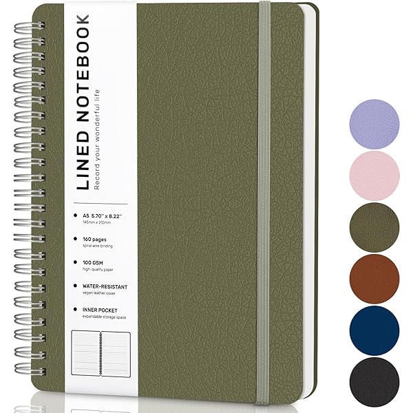 LEAGIM Lined Spiral Journal Notebook For Women & Men