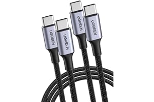 UGREEN USB Type Cケーブル 【100W/5A PD対応 超急速充電-1m 2本セット】 480Mbpsデータ転送 断線防止 | 高耐久ナイロン編み 過電流・過熱・短絡保護 iPhone 18Pro/17/16/15シリーズ MacBook Air/Pro iPad Galaxy Xperia MateBookなどUSB-C機器対応 【ビデオ出力非対応】