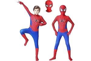 [Poseon Zes] スパイダーマン 服 スパイダーマン コスプレ 子供 高い弾力性 透過性 フィット感のある生地 フード取り外し可能 コスプレ 衣装パフォーマンス 親子パーティー ハロウィンイベント クリスマスギフト