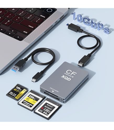 Lettore Di Schede CFexpress Tipo B QUMOX Con USB 3.1 Gen 2 (10 Gbps) E Cavo Doppio USB-C/USB-A, Compatibile Con IPhone 15/16, Windows, Mac, Linux, Android
