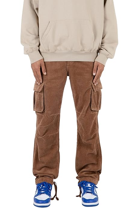 Jmierr Pants Wemaliyzd Men's Corduroy Cargo Pants Elastic Waist