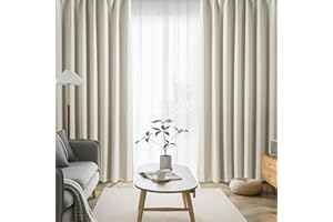 AIFY カーテン 4枚セット 1級 遮光 遮光カーテン 断熱 保温 防寒 防音 無地 UVカット 昼夜目隠し おしゃれ 洗える 洗濯機対応 (カーテン2枚 レース2枚) 幅100cm×丈178cm ベージュ