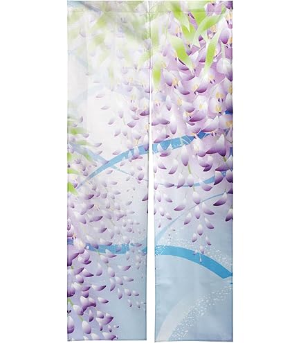 Amazon｜和風 のれん タペストリー 暖簾【藤の花】（幅85㎝ x 丈180cm