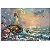 【アンティーク】額装 油絵 カモメ 灯台 海 風景画 絵画 オブジェ アンティーク】額装 油絵 カモメ 灯台 海 風景画 絵画 オブジェ