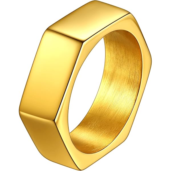 Amazon | Richsteel ヘキサゴン 六角形 リング 指輪 メンズ ステンレス