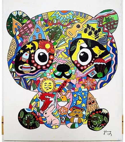 Amazon.co.jp: 絵画 肉筆手描き 油彩 ジミー大西ウサギ サイン F6  