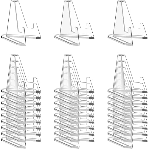 Clear Acrylic Display Stands, 30 Pack Mini Easel Holders for Collectibles, Coins, Cards, Shells, Small and Light Transparent 