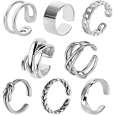 Amazon 指輪 メンズ リングメンズ 8点セットフリーサイズ ファッションリング シルバーリング 指輪 リング セットアクセサリー めんず おしゃれ 人気 シンプル 合金 連リング 調節可能なサイズ ユニセックス プレゼント リング 通販