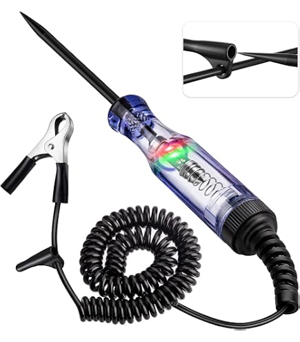 TuNan 6V-12V-24V DC Car Circuit Tester – Auto Voltage Continuity Test Light With Long Probe, For Fuses, Wires, Sockets & More (Red)