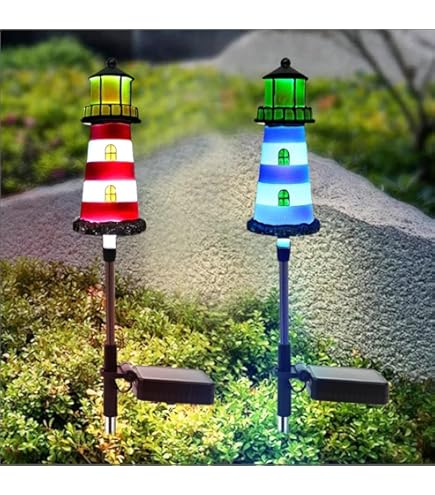 Solar Powered Windmill Lighthouse Garden Decor - Spinning Outdoor Lighthouse With LED Lights, Waterproof, For Lawn, Patio, Pathway