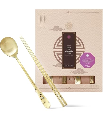 Amazon | GOLDENBELL韓国の伝統的な真鍮雲亀パターンカップルスプーン