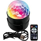 MARUHADO Mirror Ball, Disco Ball Light, LED USB Powered, 7 Color Patterns with Remote Control, Power Bank Compatible, Rotatab
