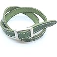 [okuda-belt] 静電気除去 栃木レザー レザーブレスレット ステッチ 本革 10ミリ幅 自社生産 W巻き