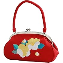 ★みるくみるく 昭和レトロ 和装「椿大輪」ガマ口ビーズバッグ 希少 美品 和装 総ビーズバッグ 昭和レトロ 花柄 ハンドバッグ ガマ口