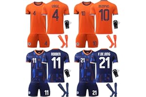 フィルジル・ファン・ダイク サッカー ユニフォーム オランダ代表 ロッベン デ・ヨング 2024 ユーロ オレンジ軍団 ホーム アウェイ 非公式 プレゼント 大人用 キッズ用 上下セット 靴下付き レガーズ付き