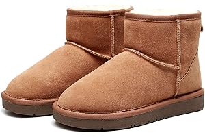 Best Gift Choice UGG Classic Ankle Boots- Australian Sheepskin Water Resistant Snow Boots, Anti-Slip Suede Winter Mini Boots for Women & Men, Super Warm and Comfort