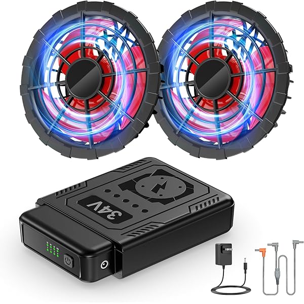 THEKUKU 34V ファンバッテリーセット 40000mAh Amazon | 空調作業服 ファンバッテリーセット 40000mAh大容量 3D