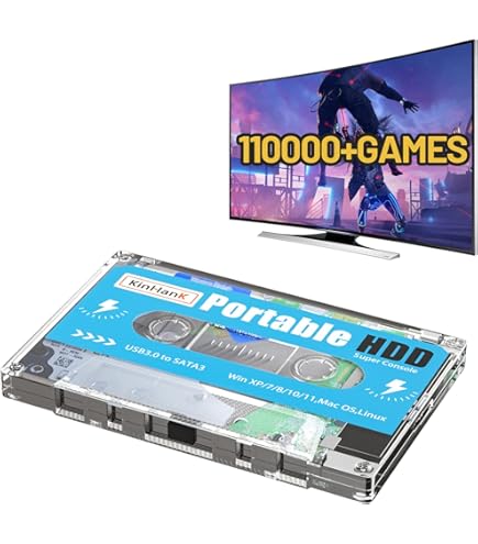 Amazon | Kinhank 2TB ゲーム用ハードドライブ 120000+ゲーム内蔵