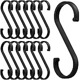 S字フック 12本セット Sカン S字 汎用フック アルミ合金 錆防止 キッチン 収納 小物掛け 吊り下げ フックS字 ブラック (小（25×81mm）)