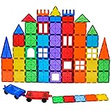 Gemmicc 100PCS マグネットタイル 積み木ブロック 子供用 STEM認可 教育玩具 マグネットパズル 積み木 男の子 女の子用 2台の車が付属しています