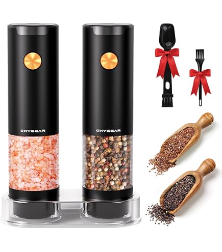 KIARYUOLL Rechargeable Electric Salt & Pepper Grinder Set - Adjustable Coarseness, LED Light - View #6
