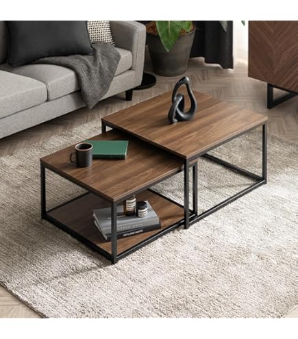 Amazon | IKEA STOCKHOLM ネストテーブル2点セット, ウォールナット材