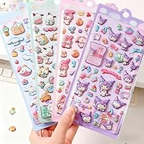 Amazon | シール 可愛い 立体 【2025新型- 6枚セット】3D キャラクター