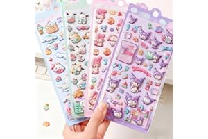 loong 3D Stickers, Squishy, Cute, Set of 4, 3D, Stylish, Deco Stickers, Rewards, Children, Can Be Applied Gift, Notebook, Mobile Phone, DIY, Notebook, Pastable, Girls, (C)