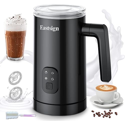 Eastsign Milk Frother, Frother for Coffee, 4 in 1 Electric Milk Frother and Steamer, Warm and Cold Foam Maker, Hot Chocolate 