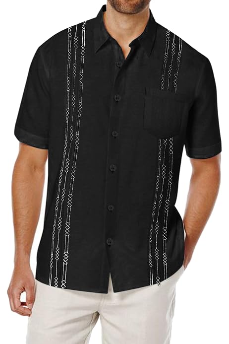 Pretifeel Mens Cuban Camp Shirts Button 
