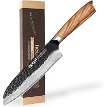 Amazon.co.jp: hecef 三徳包丁 ダマスカス 177mm 9Cr18Mov鋼 槌目模様