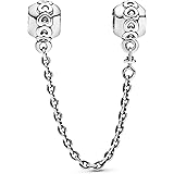 Pandora Moments Women's Sterling Silver Band of Hearts Safety Chain Charm for Bracelet, 5cm