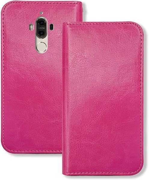 sslink Mate 9 HUAWEI 対応 手帳型 無地 (ローズ) ベルトなし ケース ダイアリータイプ 横開き カード収納 ストラップホール スタンド機能 フリップ カバー - 1