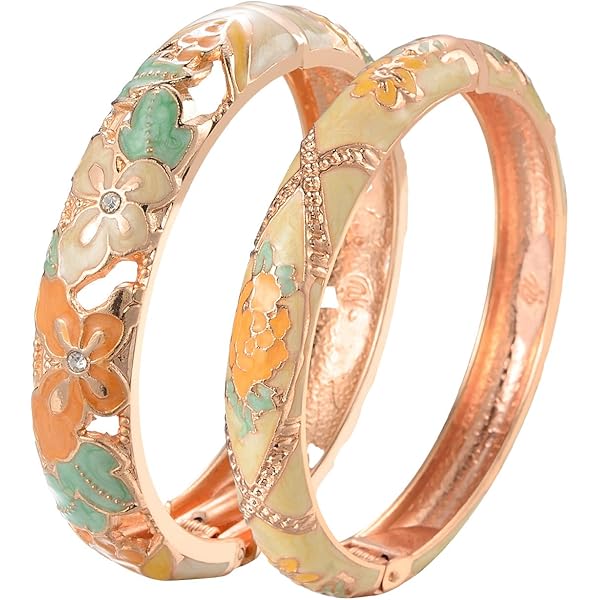Amazon | 上品なペアバングル レディース 七宝焼工芸 幸運を運ぶ