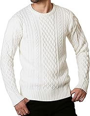 JIGGYS SHOP ニット セーター メンズ クルーネック Vネック ケーブル編み 厚手 長袖 防寒