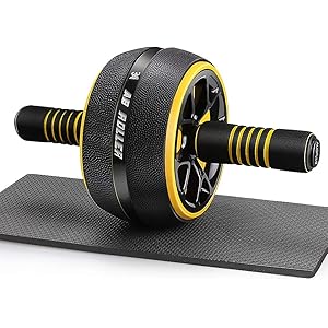 AUOPLUS 腹筋ローラー 膝マット付き アブホイール 腹筋 トレーニング器具 筋トレグッズ エクササイズローラー 体…